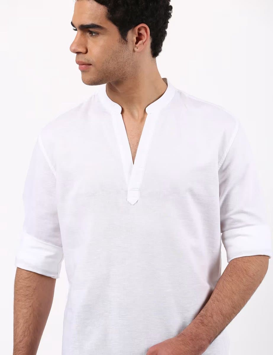 Marks & Spencer M&S White Half Placket Shirt in White