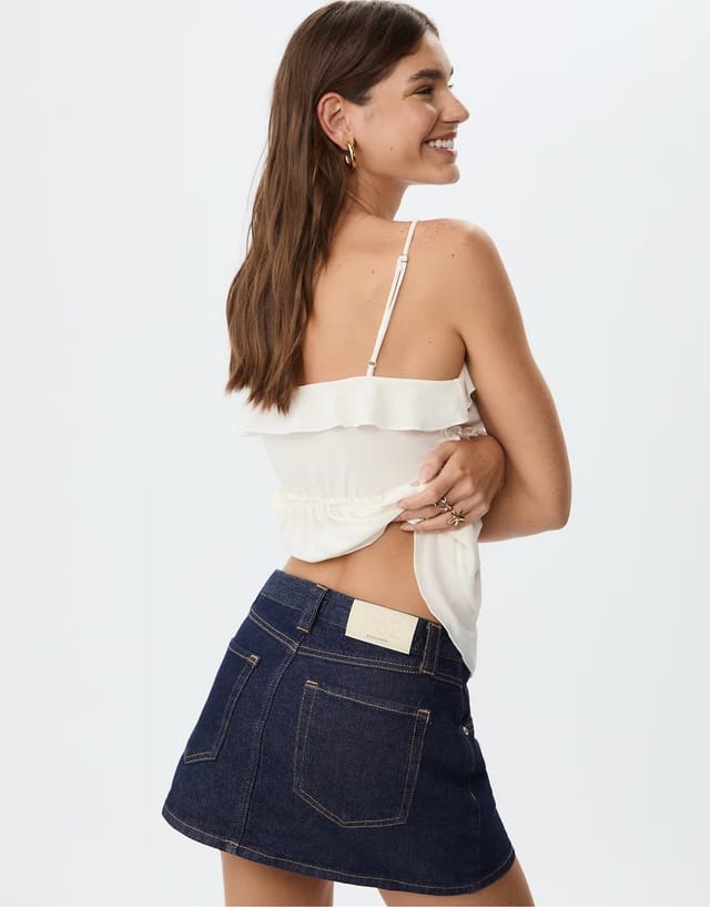 ASOS Stradivarius D62 denim skort in rinse blue denim - 3