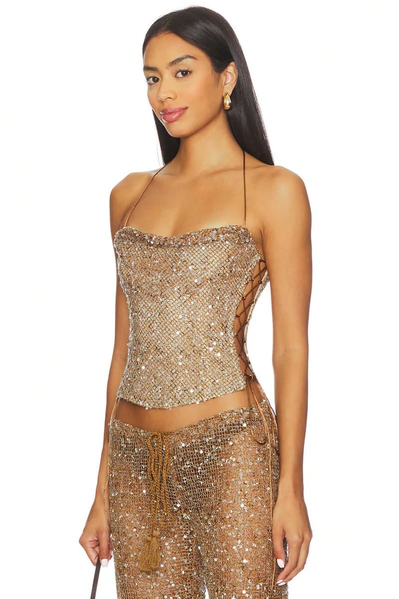 revolve Draped Lace Up Corset Top