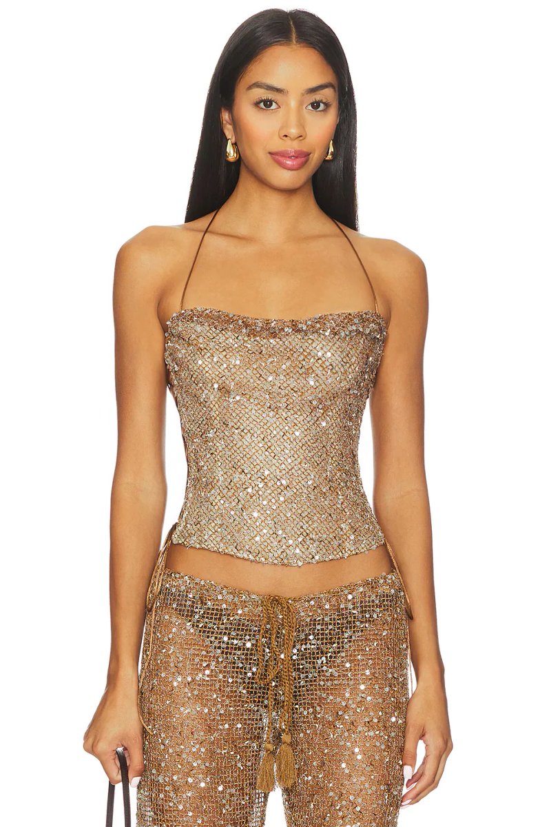 revolve Draped Lace Up Corset Top - 2