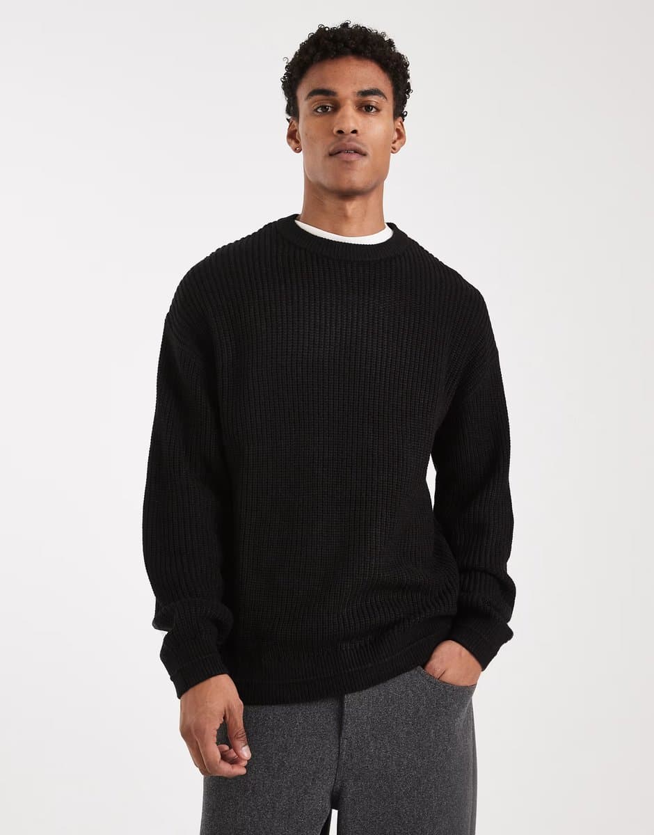 ASOS Jack & Jones oversize jumper in black