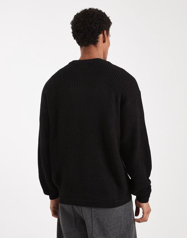 ASOS Jack & Jones oversize jumper in black - 3