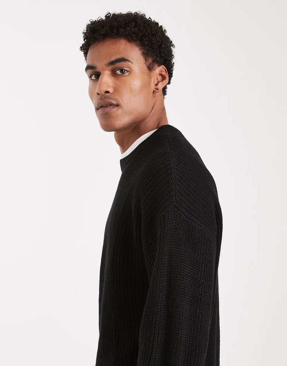 ASOS Jack & Jones oversize jumper in black - 4