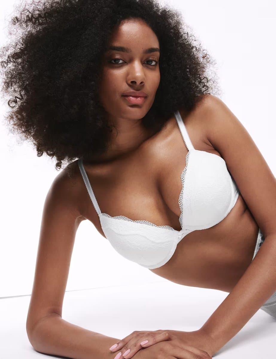 Marks & Spencer M&S Jasmine Lace Wired Plunge Bra A-E White