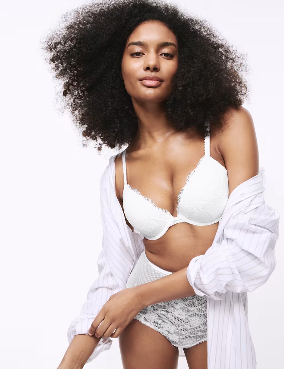 Marks & Spencer M&S Jasmine Lace Wired Plunge Bra A-E White - 2