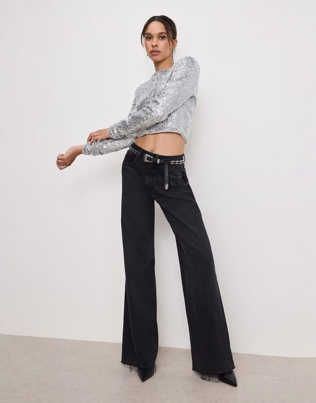 ASOS Good American sequin embellished cardigan in silver - 2