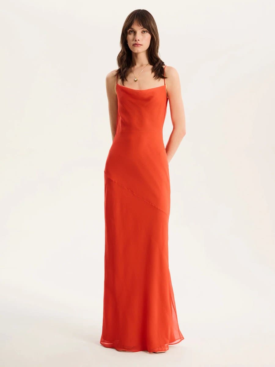 OMNES Koko Chiffon Dress in Orange