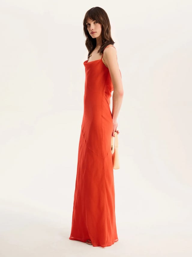 OMNES Koko Chiffon Dress in Orange - 3