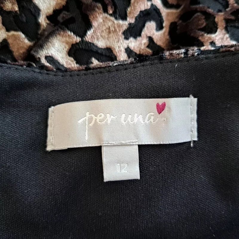 Marks & Spencer Per Una Womens Animal Print Gold Black Velvet Midi Faux Wrap Dress UK 12 RRP £55 - 3