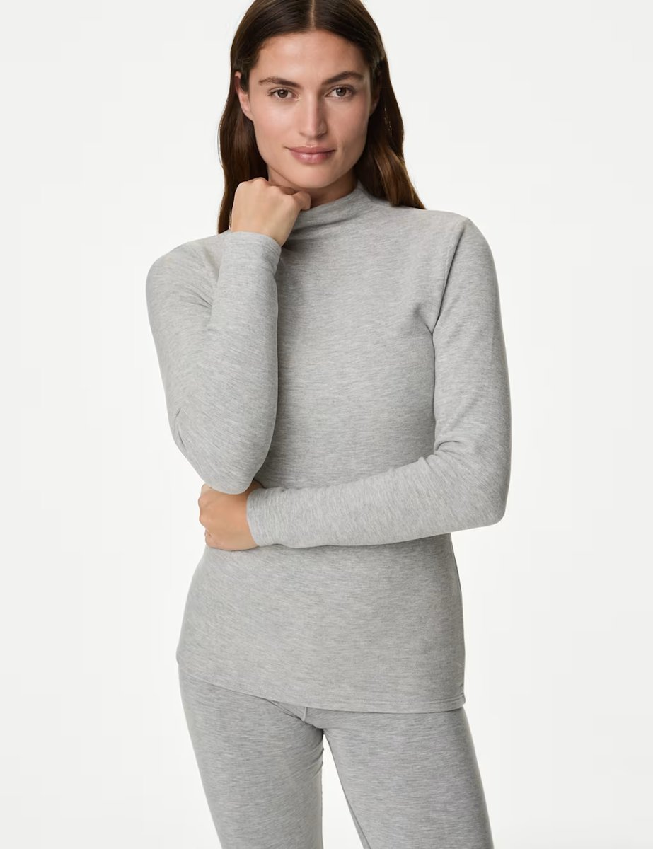 Marks & Spencer M&S Heatgen™ Maximum Thermal Fleece Top Grey Marl - 3