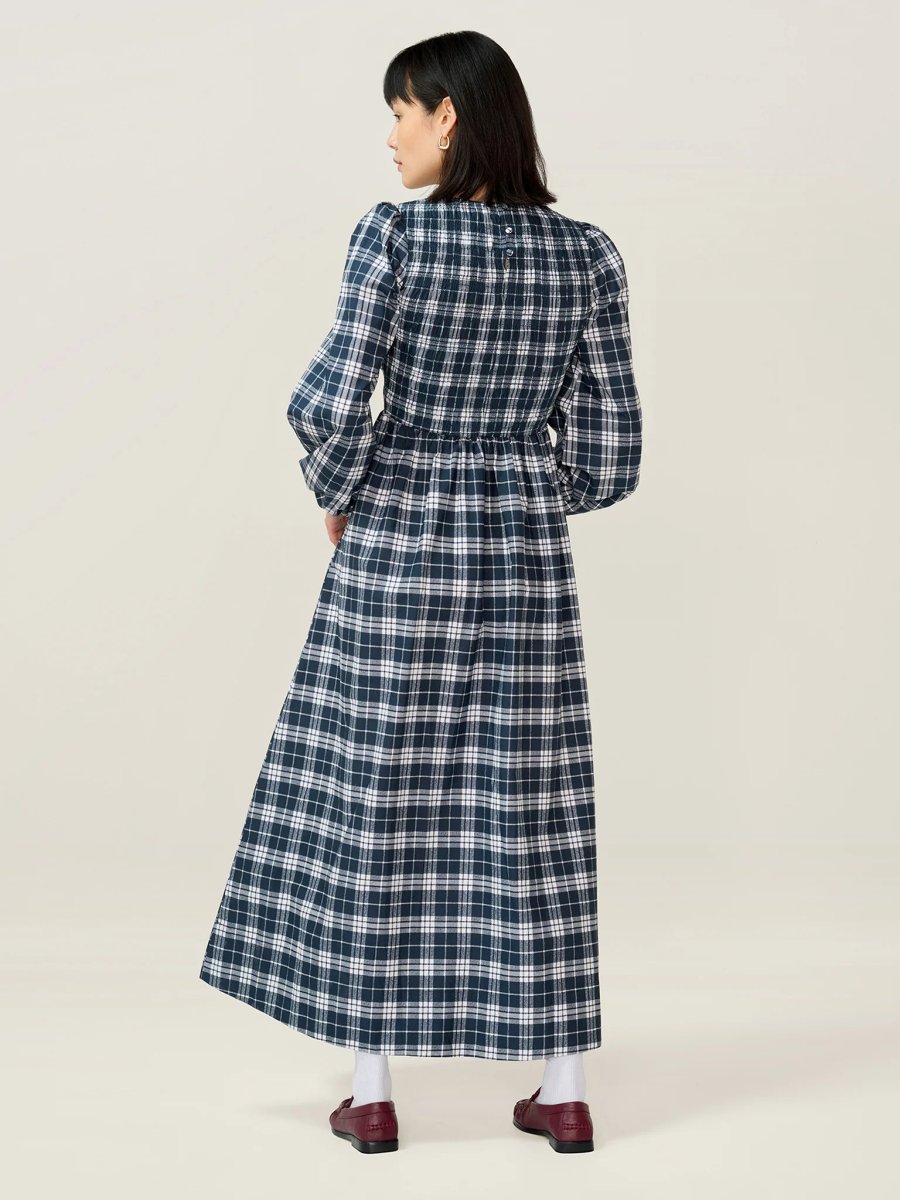 OMNES Saint Dress in Navy Check - 3
