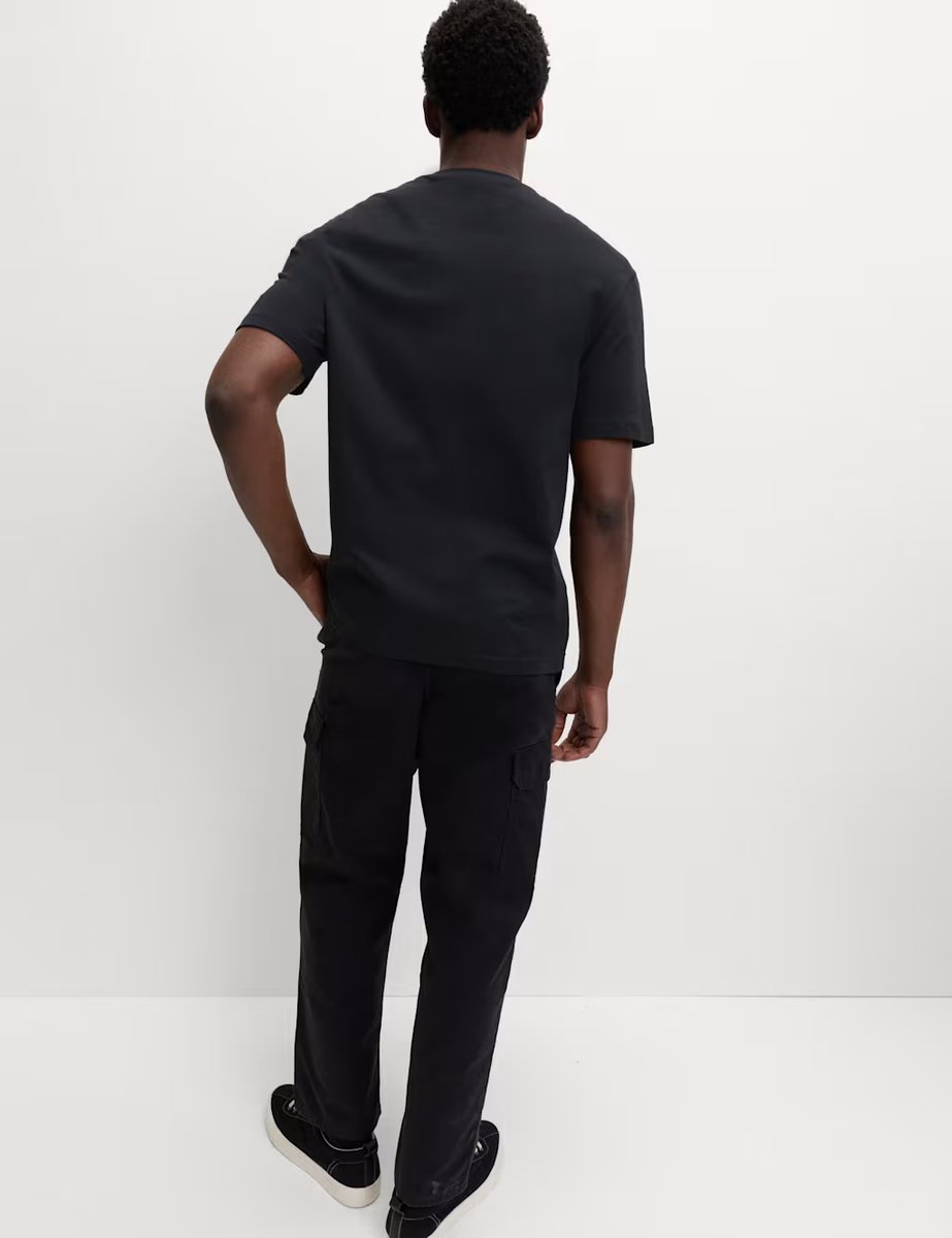 Marks & Spencer M&S Pure Cotton Purple Rain Graphic T-Shirt Black - 3