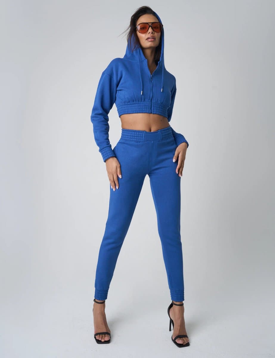 Public Desire Public Desire UK Cinched Waist Cropped Hoodie in Cobalt Blue