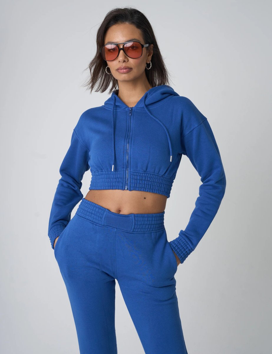 Public Desire Cinched Waist Cropped Hoodie Cobalt Blue - 2