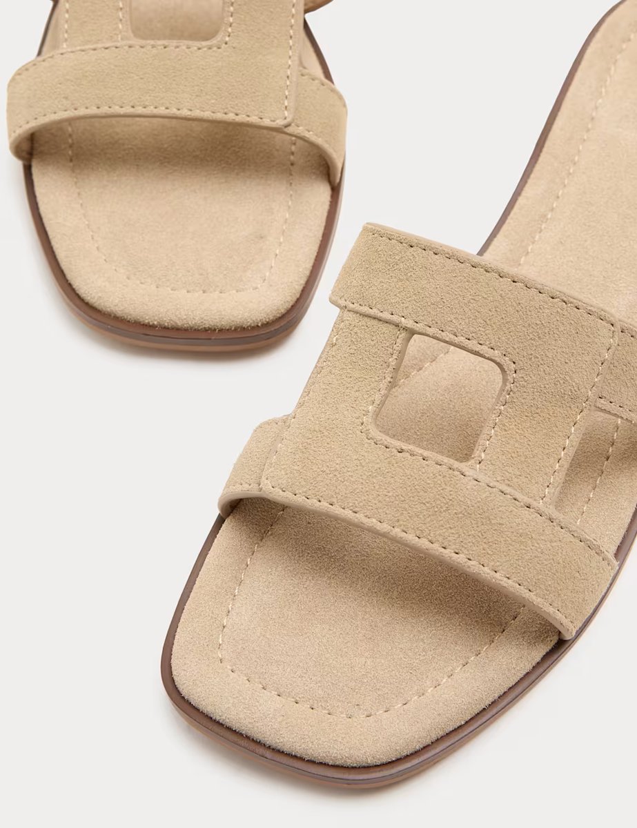 Marks & Spencer M&S Suede Flat Mule Sandals Taupe - 2