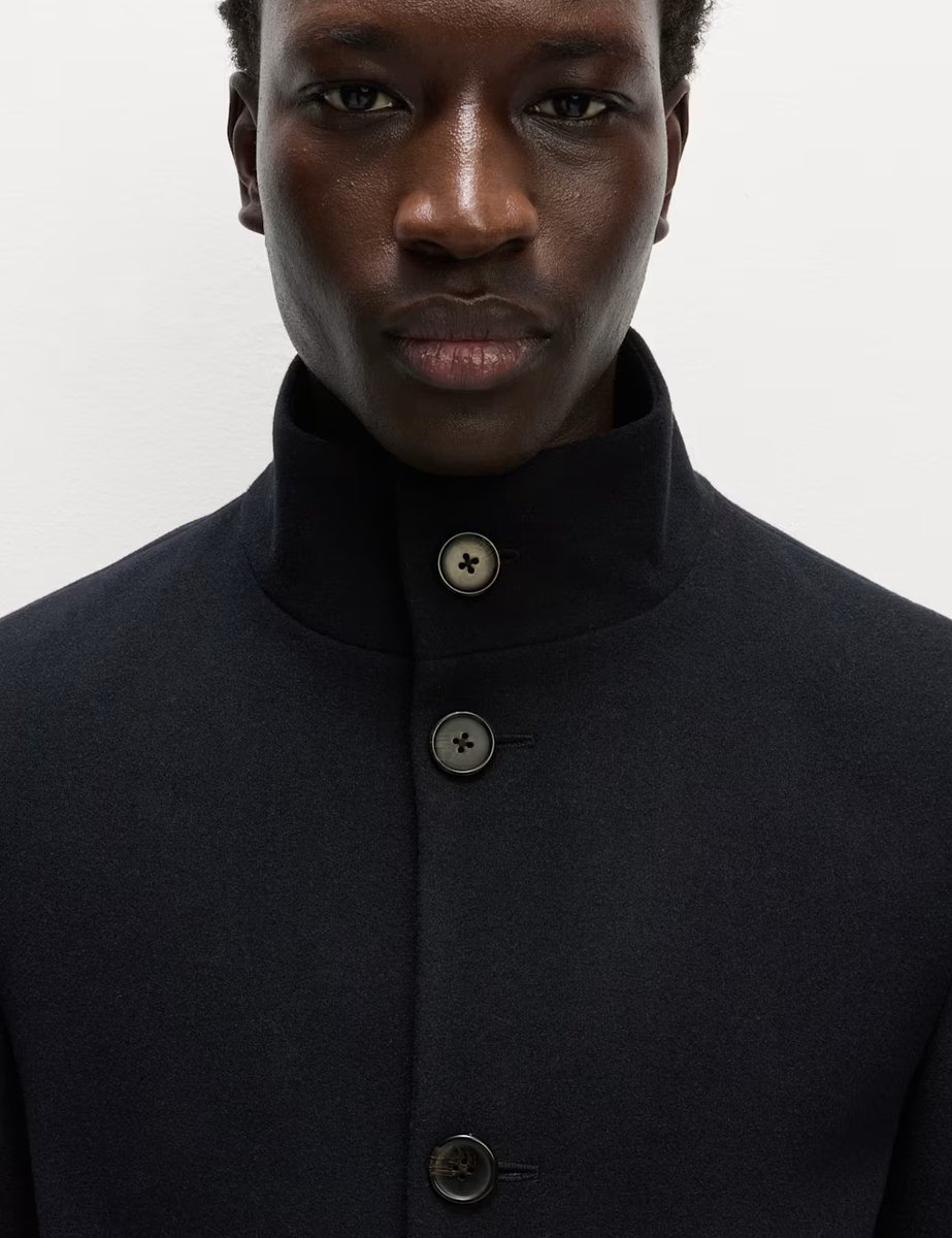 Marks & Spencer M&S Funnel Neck Overcoat Navy - 2