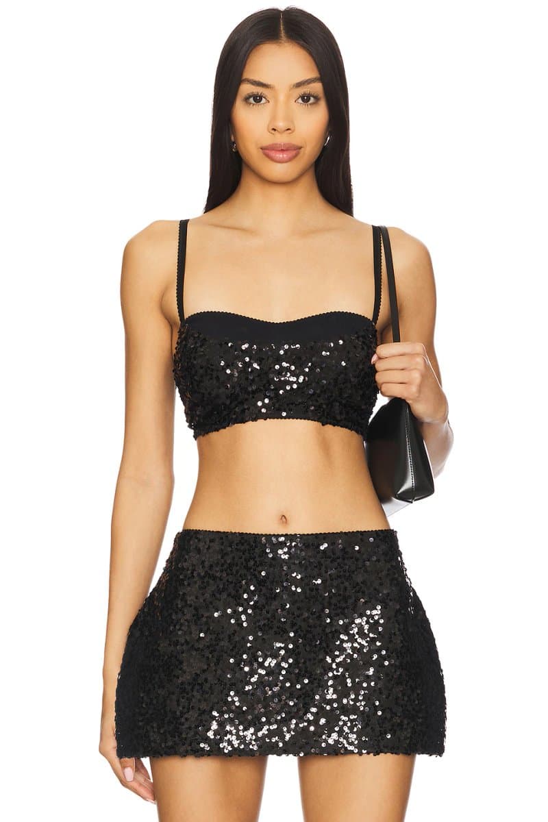 revolve Revolve Aniye Records Sequin Crop Top in Black
