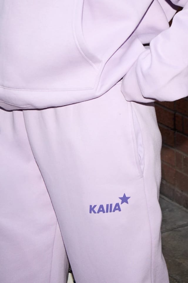 Kaiia Kaiia Logo Wide Leg Joggers Lilac & Royal Purple - 2