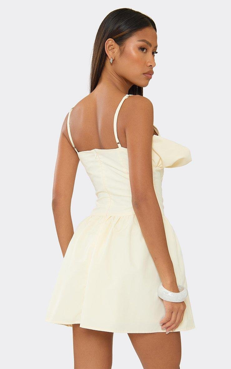 EGO Strappy Frill Bust Detail Mini Dress In Yellow Woven, Women's Size UK 6 - 2