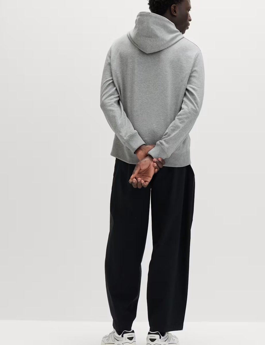 Marks & Spencer M&S Cotton Rich Lightweight Hoodie Grey Marl - 4