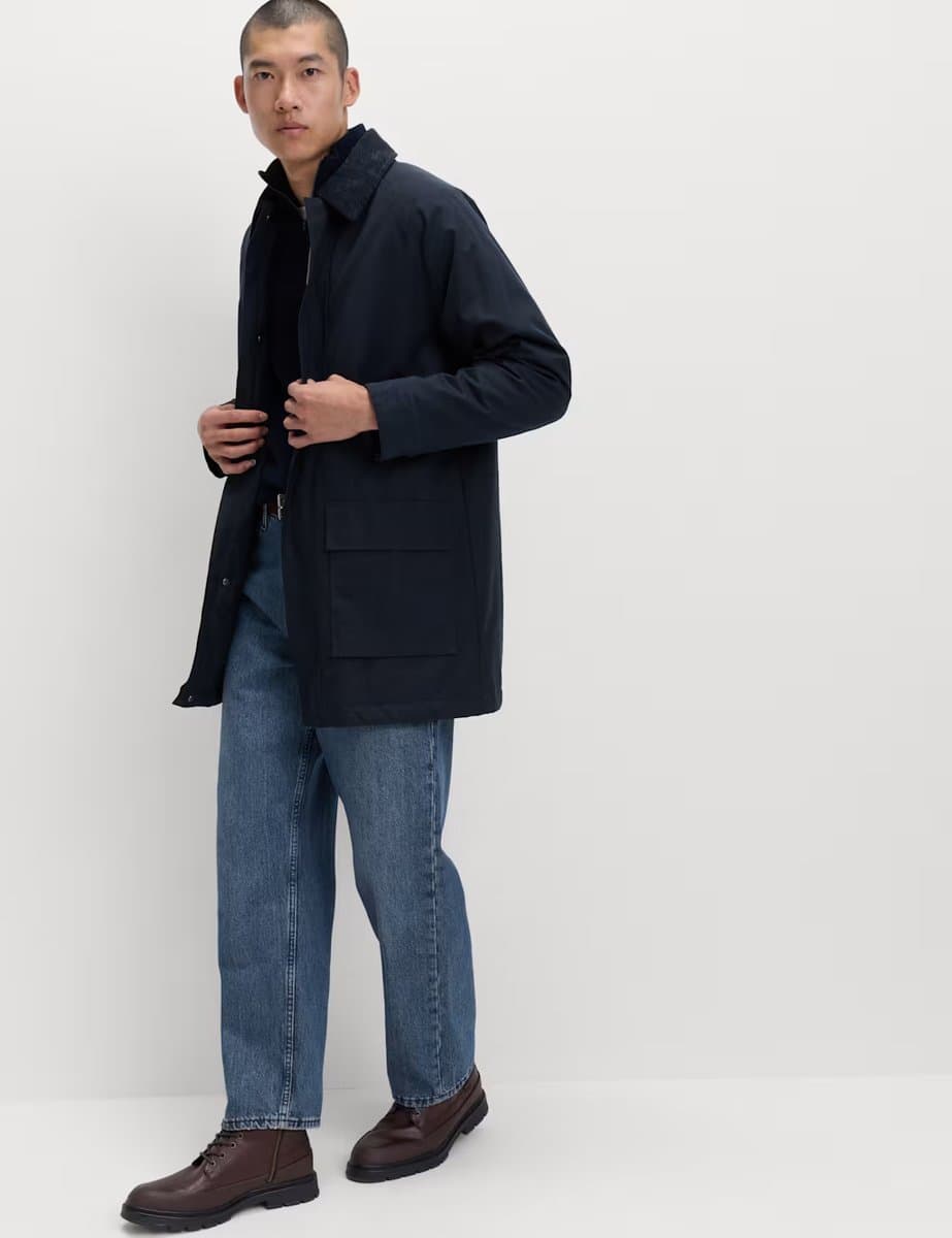 Marks & Spencer M&S Pure Cotton Wax Jacket Navy