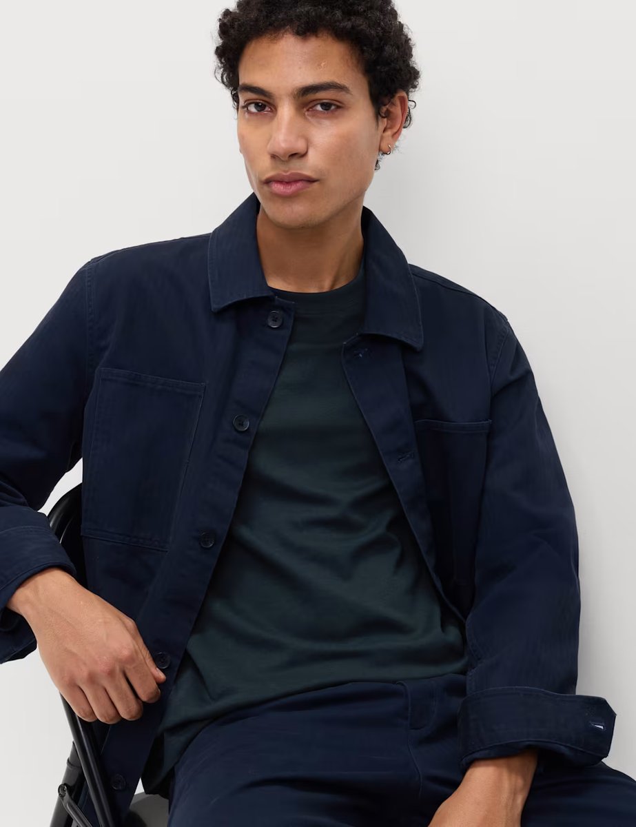 Marks & Spencer M&S Ultimate Cotton Blend Long Sleeve T-Shirt Navy - 4