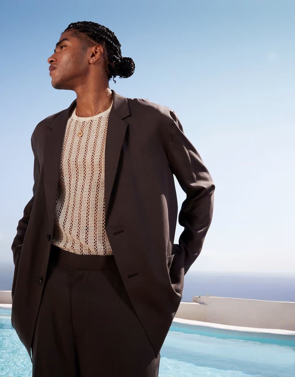 ASOS ASOS DESIGN slouchy oversized lightweight suit jacket in grey