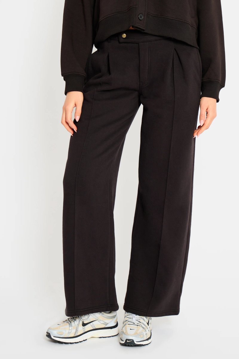 Kaiia Kaiia Pleat Detail Tailored Wide Leg Joggers Black - 3
