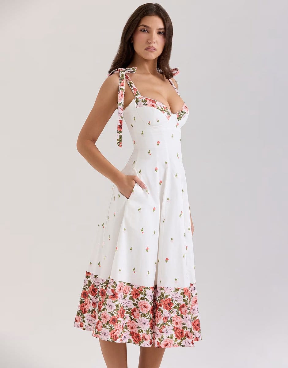 white floral print