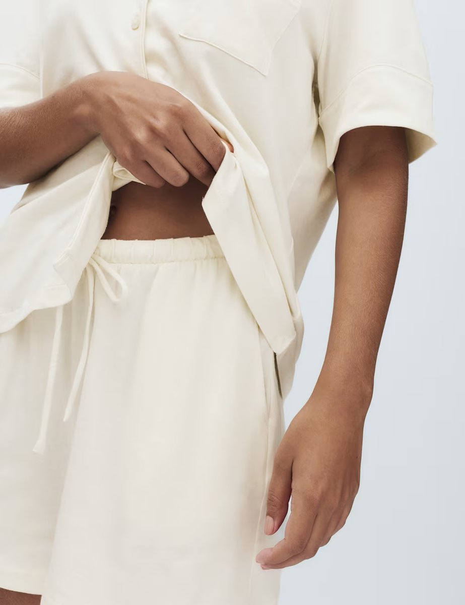 Marks & Spencer M&S Cotton Modal Revere Shortie Pyjama Set Ivory - 3