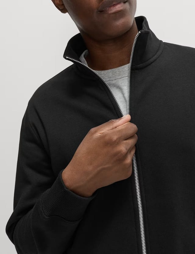 Marks & Spencer M&S Brushed Cotton Rich Funnel Neck Sweatshirt Black - 2
