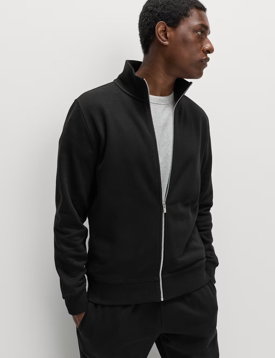 Marks & Spencer M&S Brushed Cotton Rich Funnel Neck Sweatshirt Black - 3