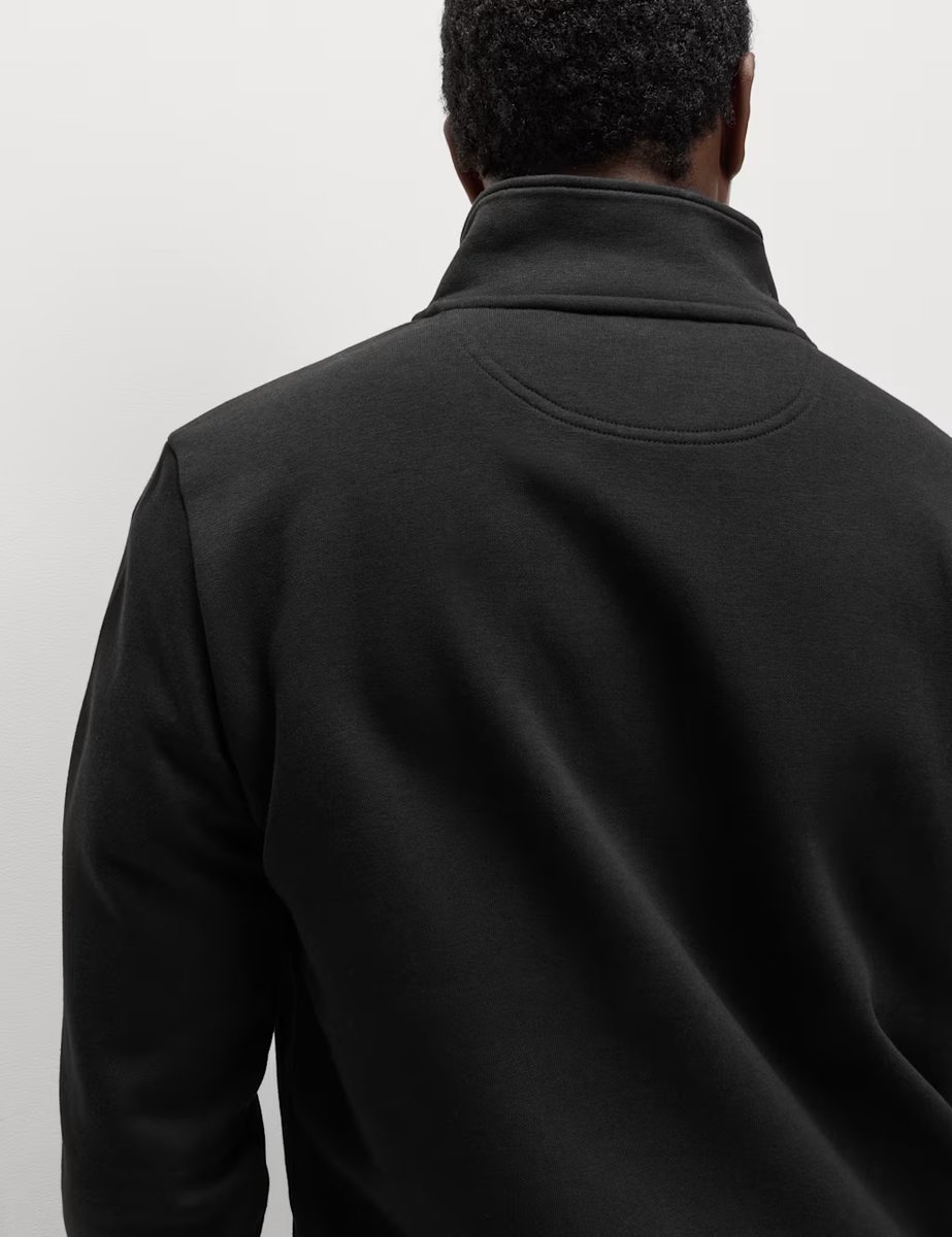 Marks & Spencer M&S Brushed Cotton Rich Funnel Neck Sweatshirt Black - 4