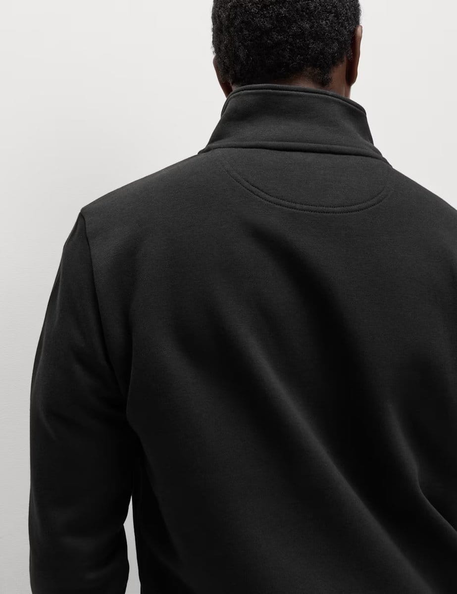 Marks & Spencer M&S Brushed Cotton Rich Funnel Neck Sweatshirt Black - 4