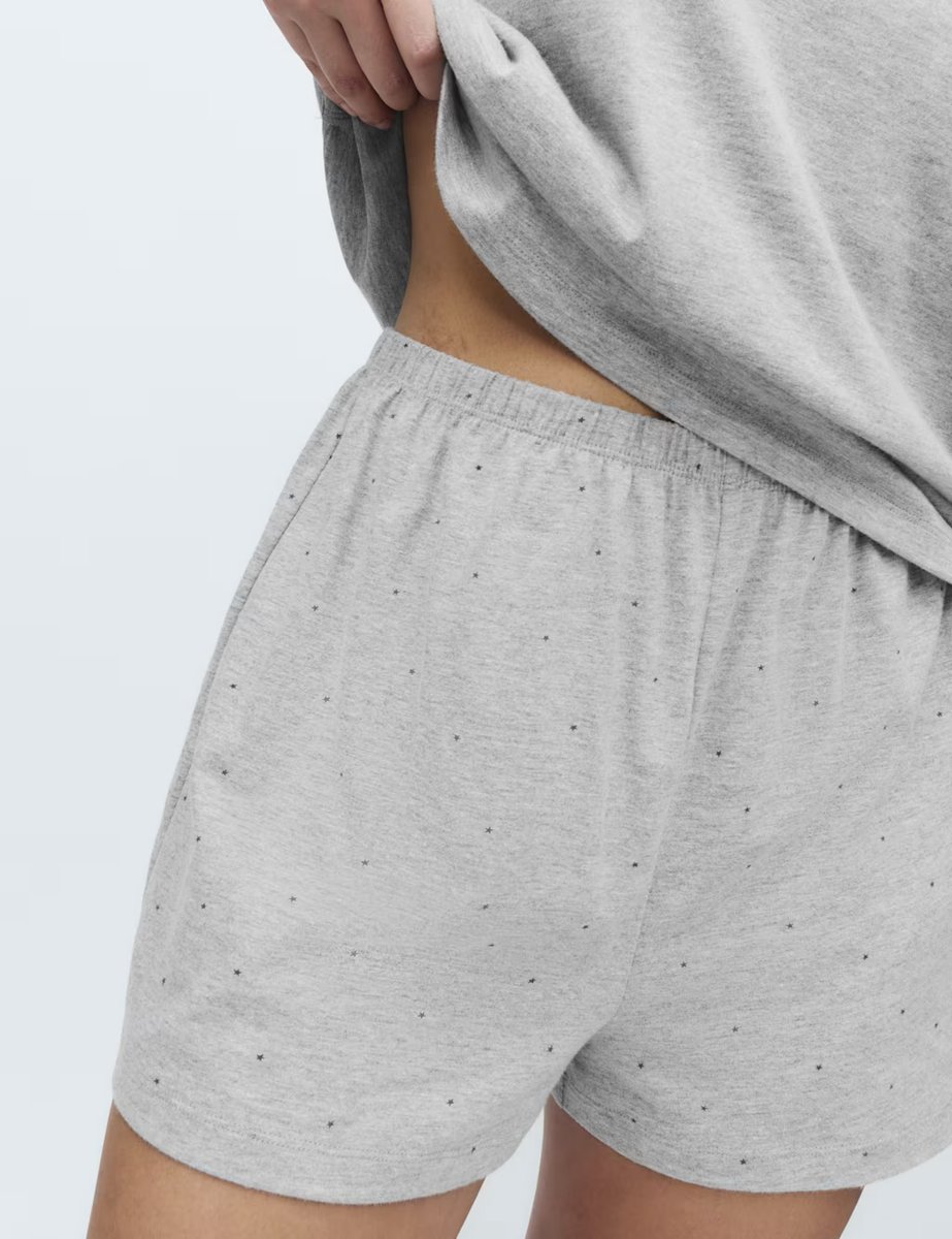 Marks & Spencer M&S Cotton Rich Printed Shortie Set Grey Mix - 3