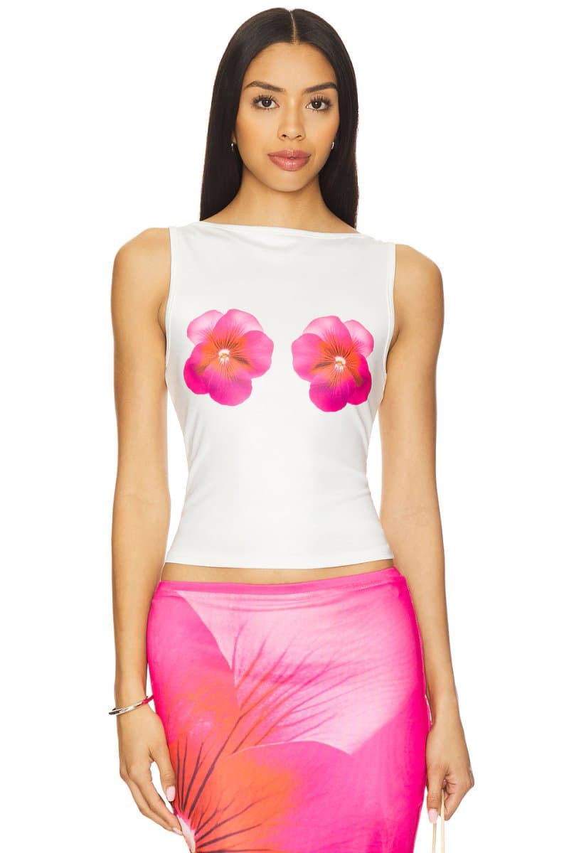 revolve Revolve Floral Print Crop Top in Pink Flower