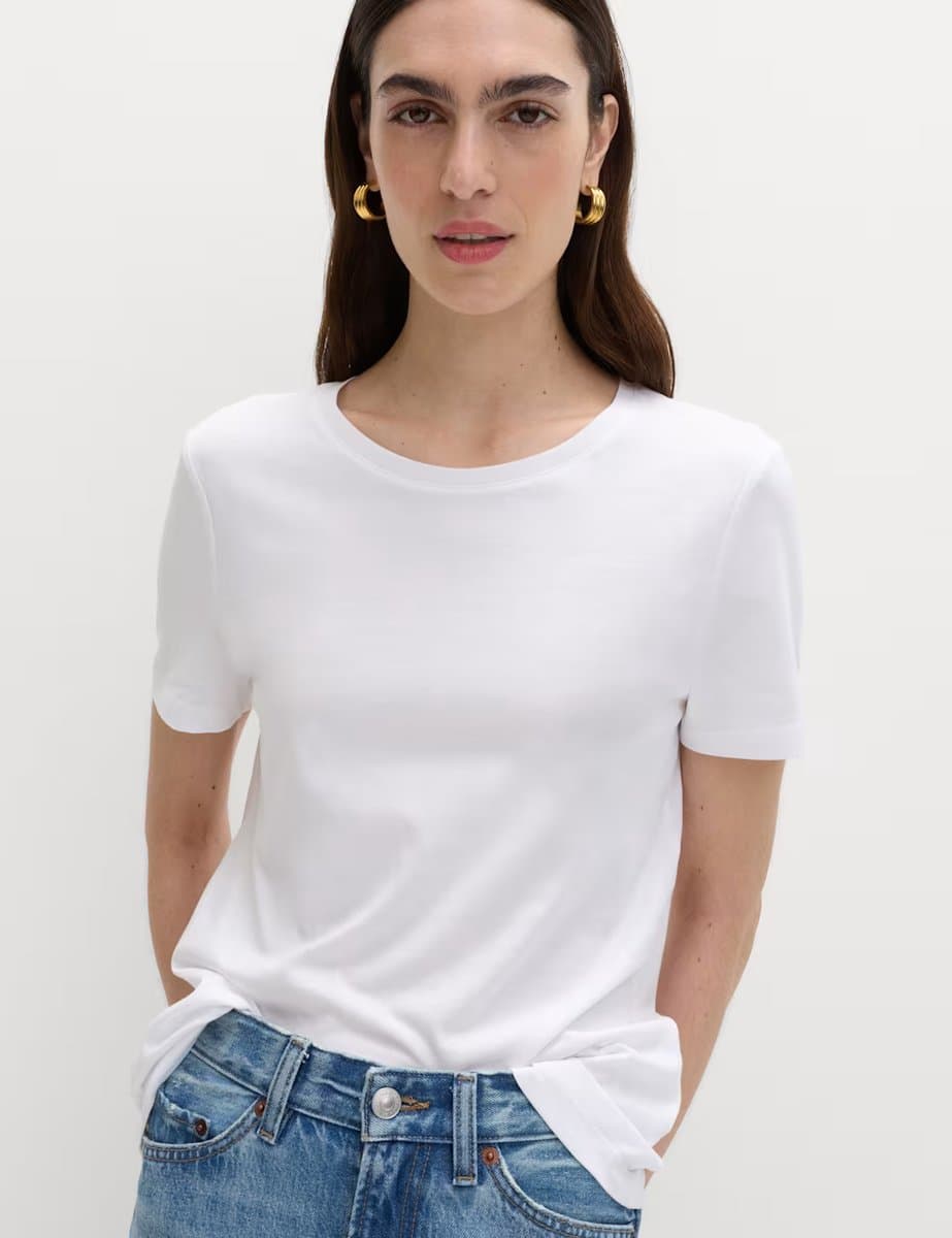 Marks & Spencer M&S Soft White Cotton T-Shirt in Soft White