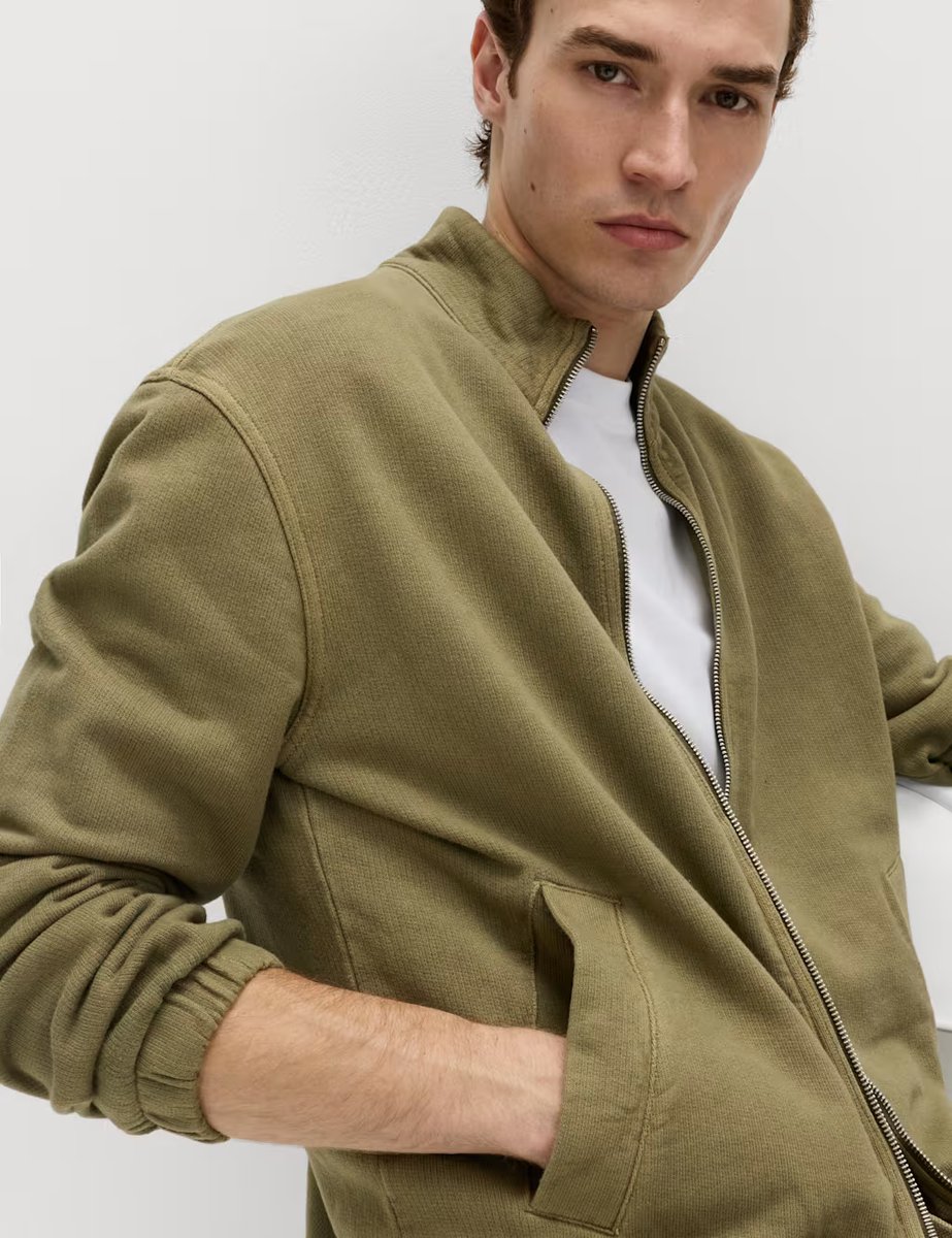 Marks & Spencer M&S Pure Cotton Garment Dye Coach Jacket Olive - 2