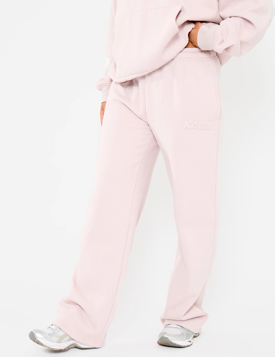Kaiia Kaiia Embossed Logo Wide Leg Joggers Pale Dusty Lilac - 2