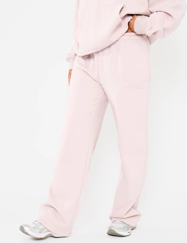 Kaiia Kaiia Embossed Logo Wide Leg Joggers Pale Dusty Lilac - 2