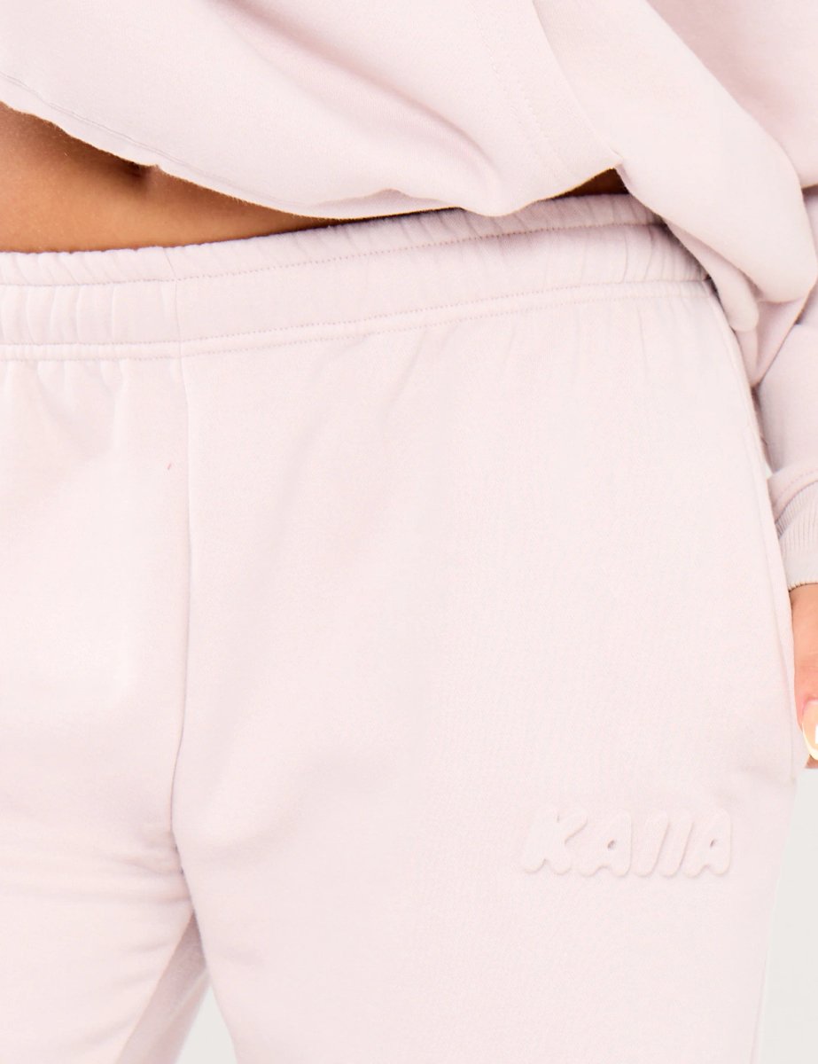 Kaiia Kaiia Embossed Logo Wide Leg Joggers Pale Dusty Lilac - 4