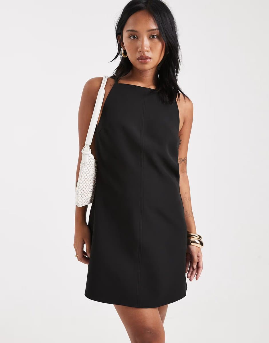 ASOS Vero Moda Petite cami strap racer fitted mini dress in black