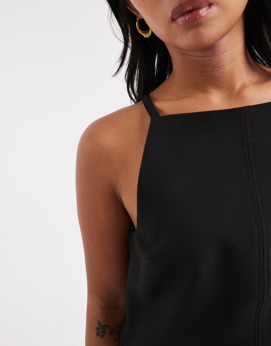 ASOS Vero Moda Petite cami strap racer fitted mini dress in black - 4