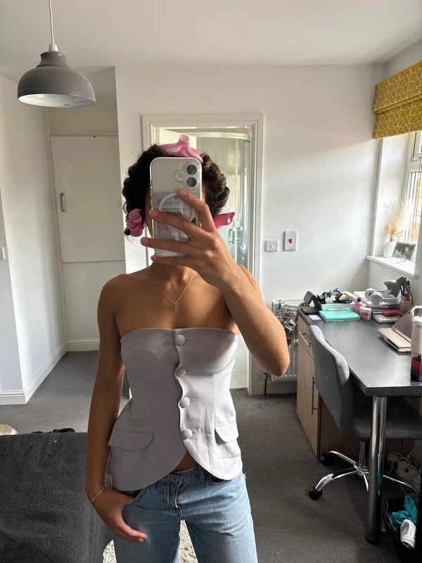 ASOS Asos Luxe Waistcoat Bandeau Top With Bow Detail - 2