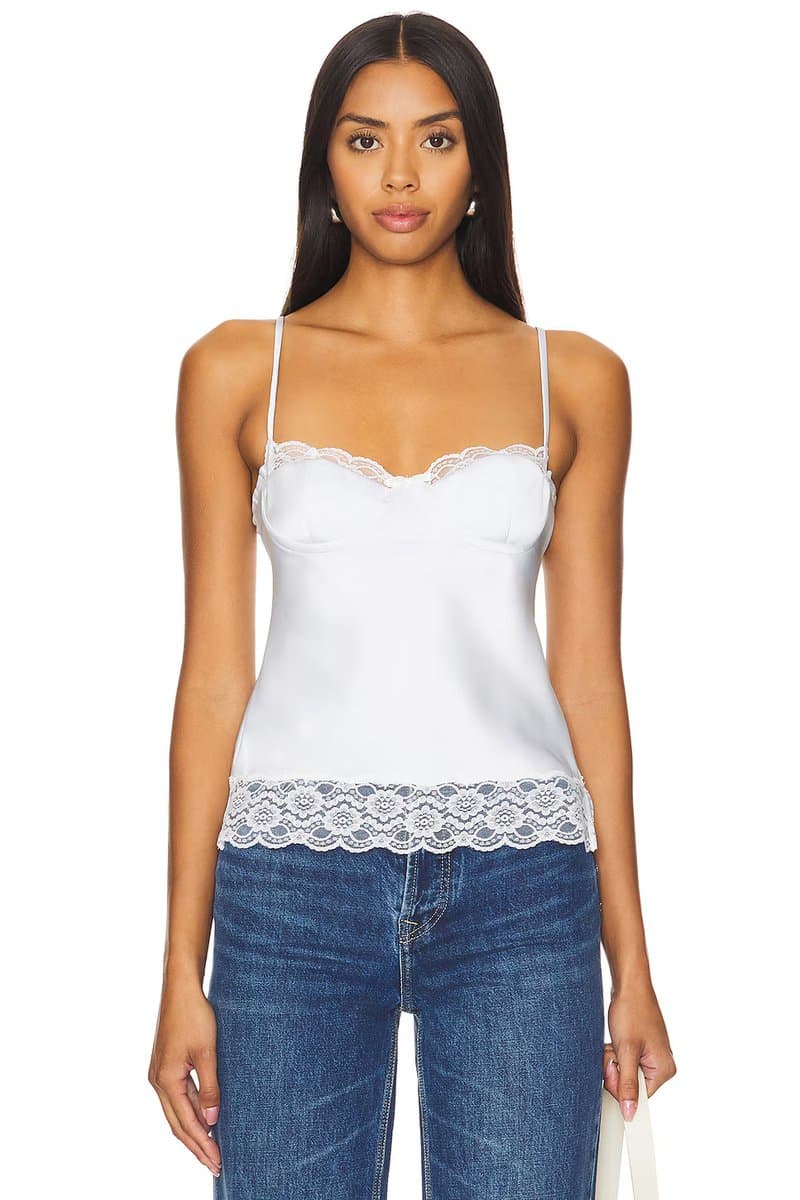 revolve Revolve Libbie Cami with Lace Detail in Light Blue