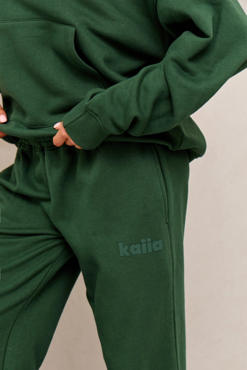 Kaiia Kaiia Studio Flared Wide Leg Joggers Dark Green - 2
