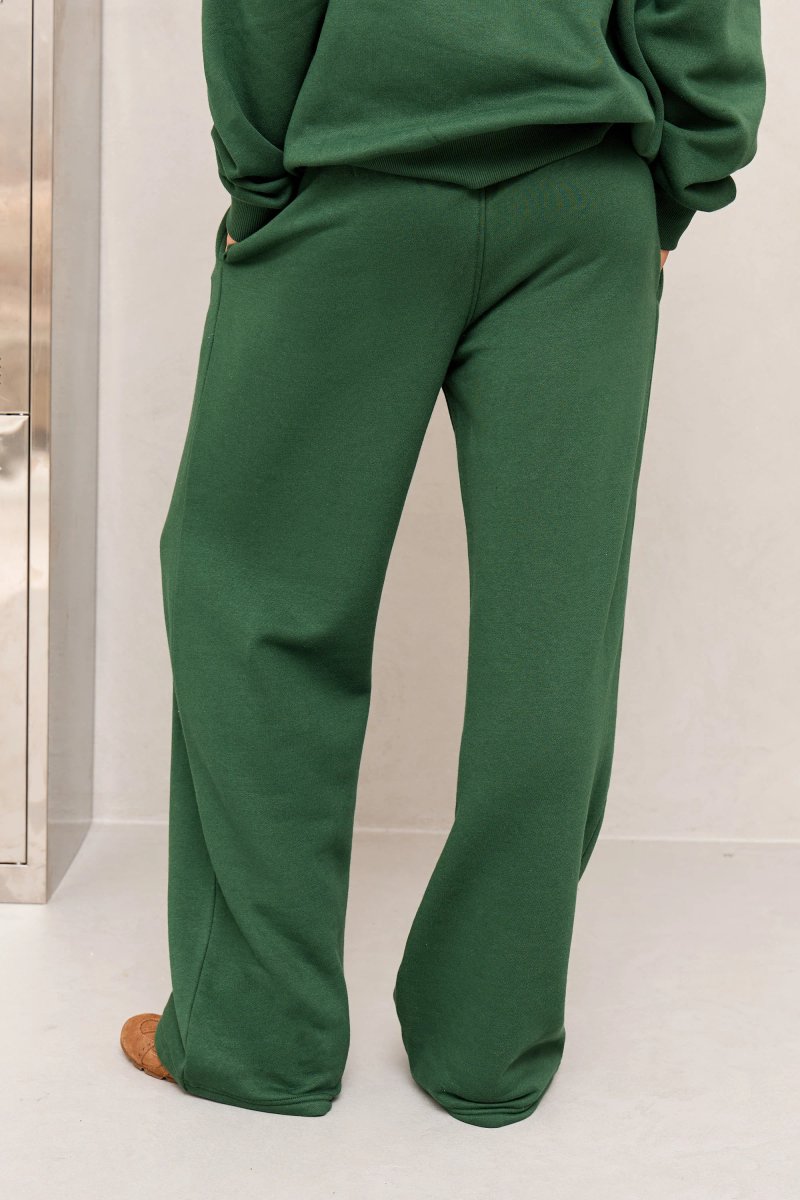 Kaiia Kaiia Studio Flared Wide Leg Joggers Dark Green - 4