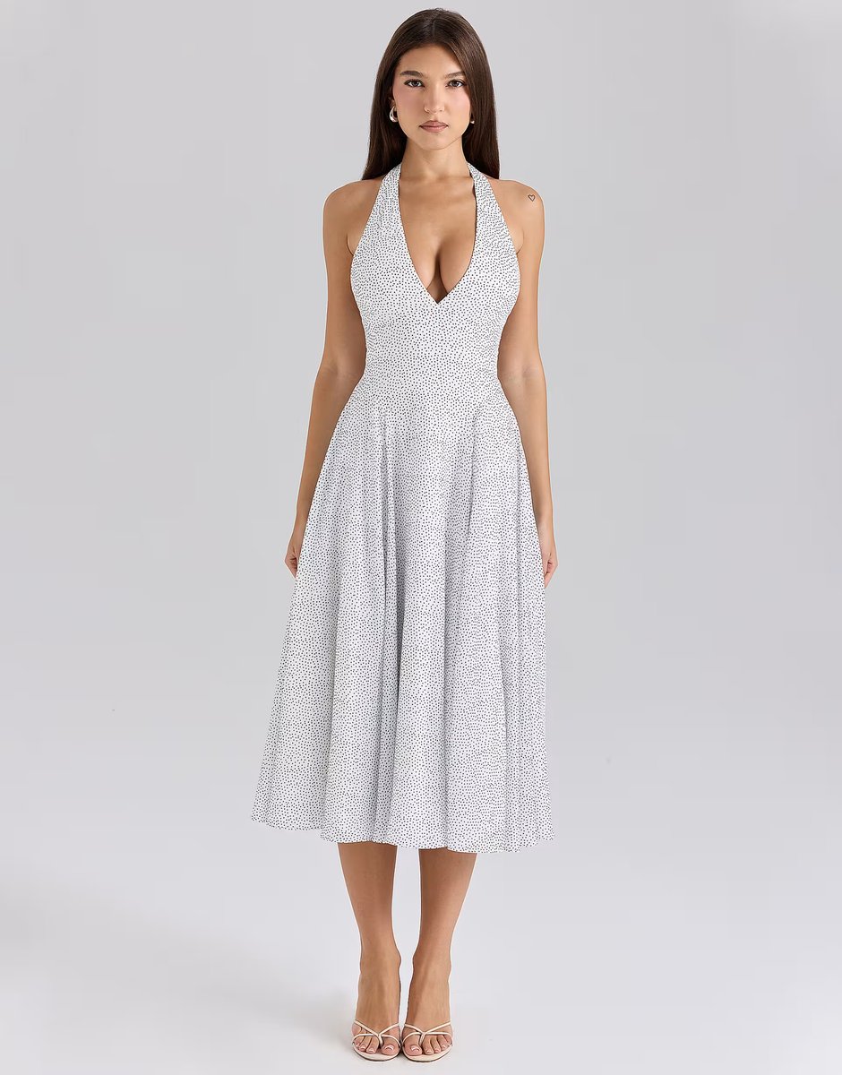 ASOS House of CB Solada print georgette halter sundress in polka dot - 3