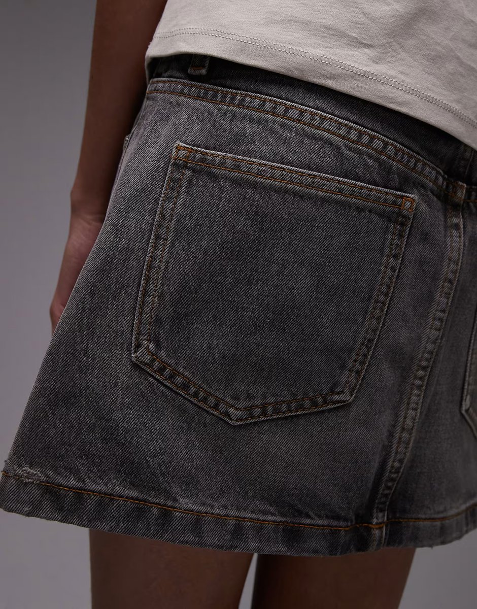 ASOS Topshop denim pelmet mini skirt in vintage grey - 4