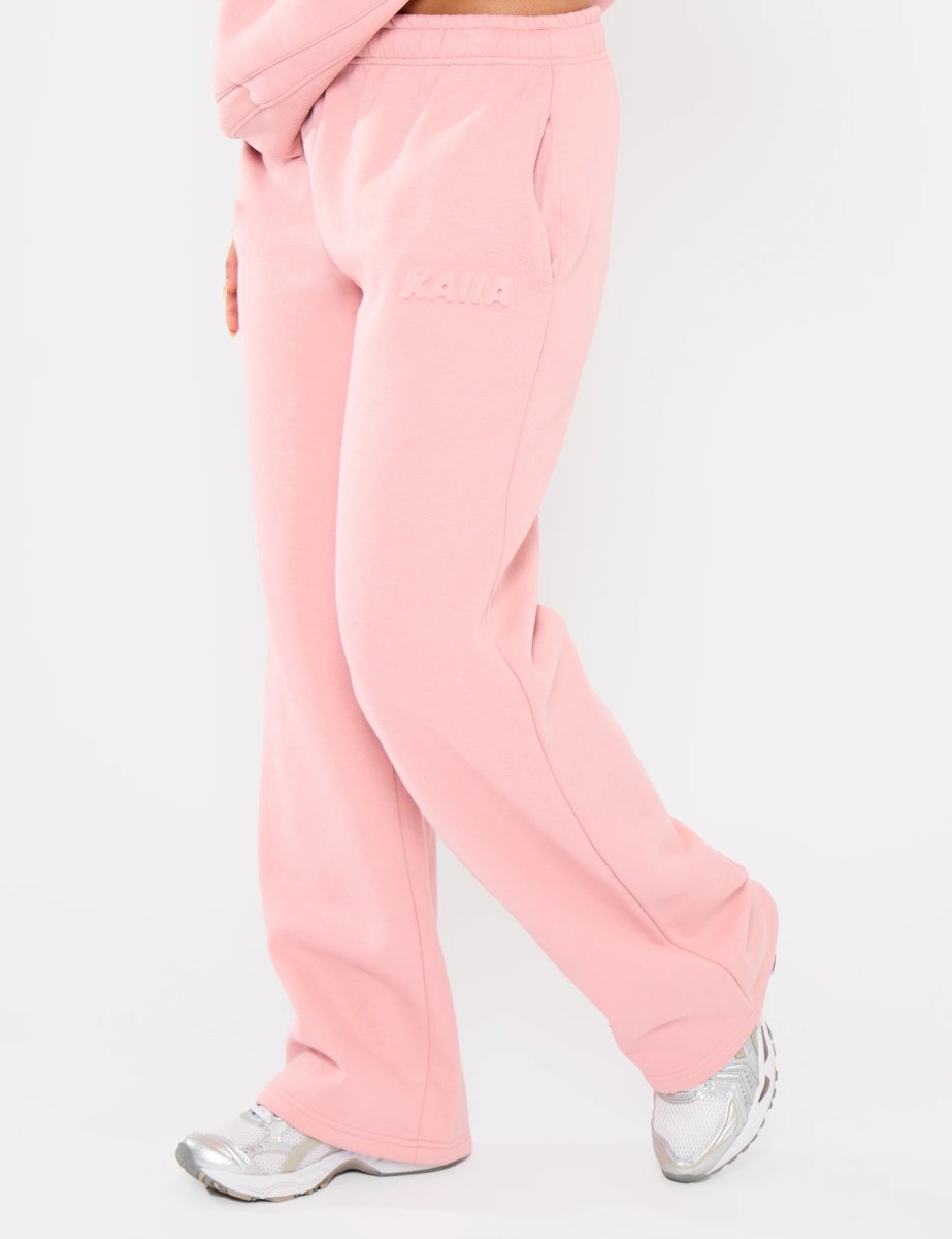 Kaiia Kaiia Embossed Logo Wide Leg Joggers Dusty Rose - 2